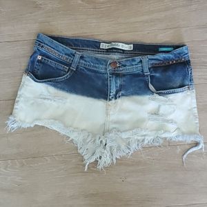 Zara bleach dipped denim shorts